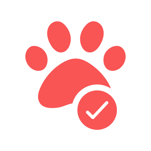 paw print with a check icon